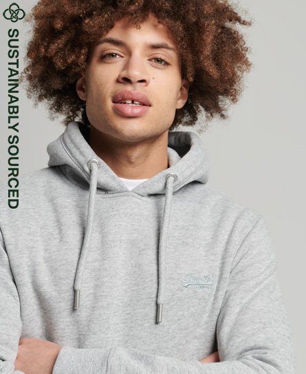 Superdry Men’s Organic Cotton Vintage Logo Embroidered Hoodie Light Grey / Athletic Grey Marl - Size: S