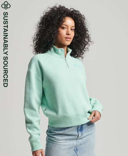 Superdry Women’s Organic Cotton Vintage Logo Henley Sweatshirt Green / Minted Marl - Size: 16