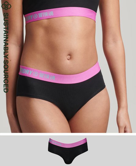 Superdry Bas de bikini taille basse en coton bio Offset Logo