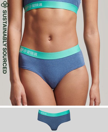 Bas de bikini taille basse en coton bio Offset Logo