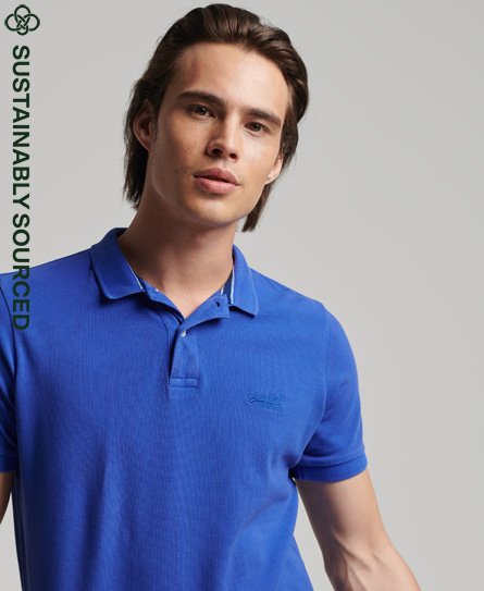Superdry Men’s Organic Cotton Vintage Destroy Polo Shirt Blue / Regal Blue - Size: S