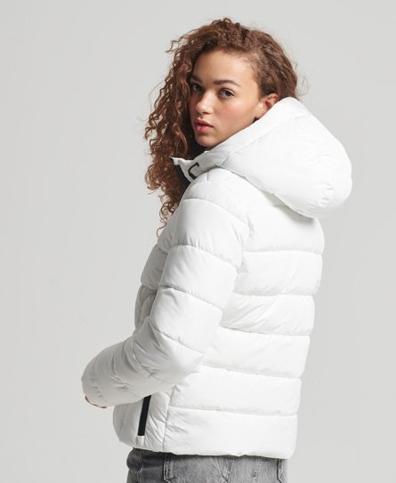 Superdry Women’s Hooded Spirit Sports Puffer Jacket White / Optic - Size: 16