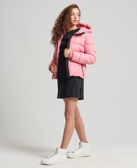 Superdry Women's Hooded Spirit Sports Puffer Jacket Pink / Montauk Blush