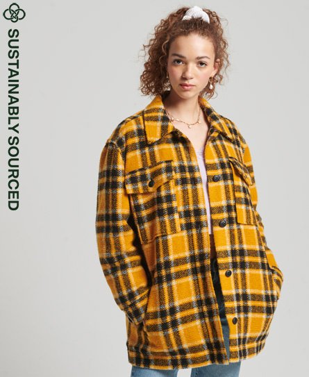 Superdry Women’s Overshirt Jacket Yellow / Yellow Check - Size: S