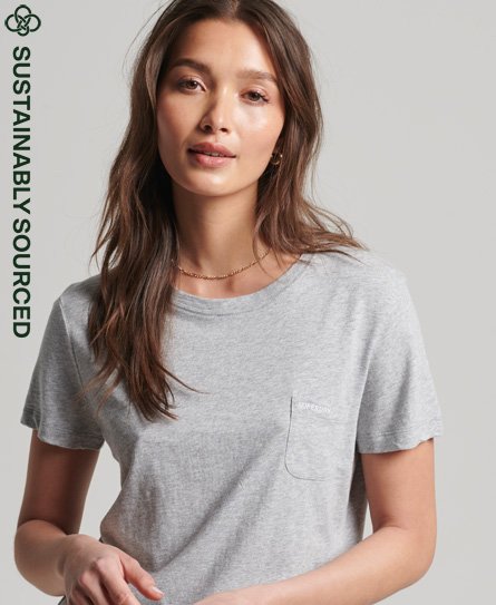 Superdry Women’s Organic Cotton Studios Pocket T-Shirt Light Grey / Mid Marl - Size: 6