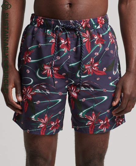 Superdry Men’s Vintage Hawaiian Recycled Swim Shorts Navy / Navy Lily Aop - Size: S