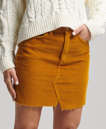 Superdry Women’s Denim Mini Skirt Yellow / Turmeric Tan Cord - Size: 26