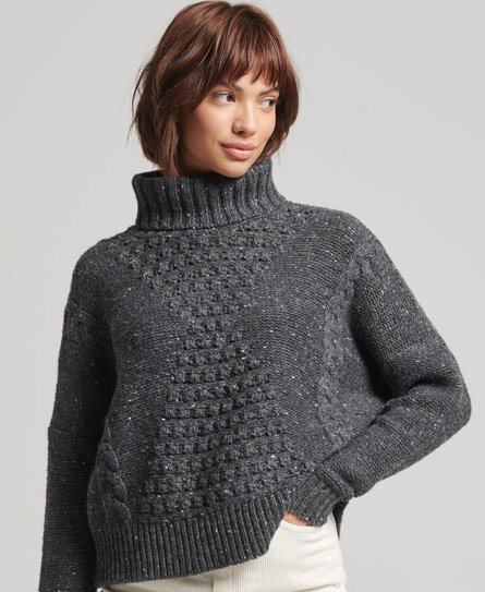 Chunky Cable Roll Neck Jumper 