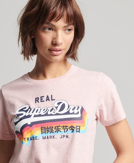 Women\'s Vintage Logo T-Shirt in Shell Pink Marl | Superdry US