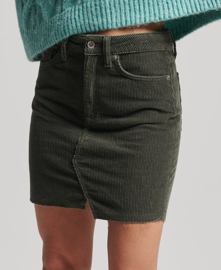 Superdry Women’s Denim Mini Skirt Green / Surplus Good Olive Cord - Size: 27