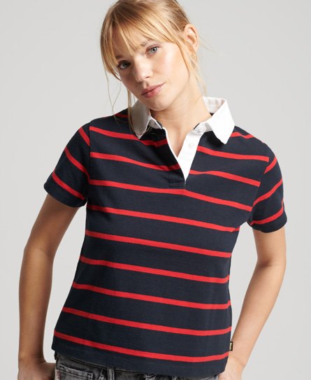 Superdry Women’s Vintage Stripe Rugby Top Navy / Navy/Risk Red - Size: XS/S