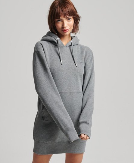 Superdry Women’s Vintage Logo Embroidered Hoodie Dress Grey / Rich Charcoal Marl - Size: 8