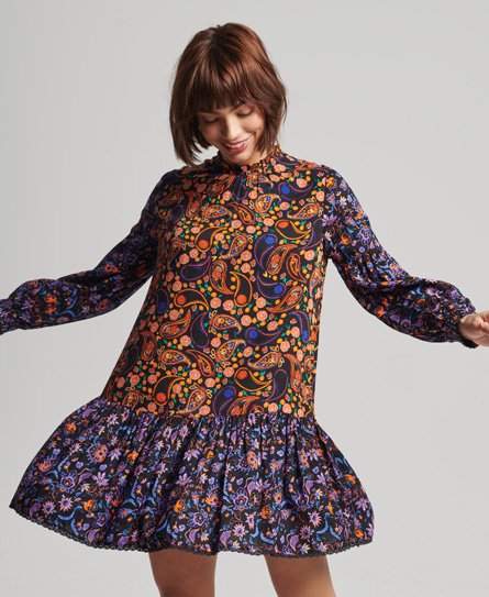 Superdry Women’s High Neck Mini Dress Multiple Colours / Multi Paisley Print - Size: 10