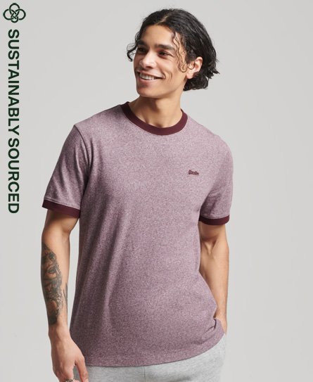 Superdry Men’s Organic Cotton Essential Logo Ringer T-Shirt Purple / Beach Burgundy Grit - Size: Xxl