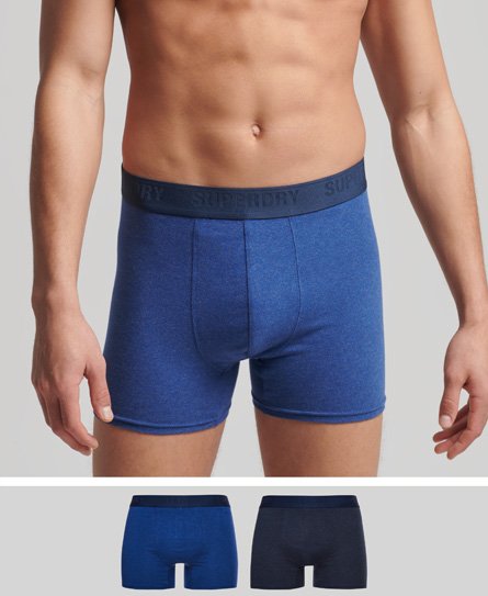 superdry men's boxershorts aus bio-baumwolle im 2er-pack blau - größe: