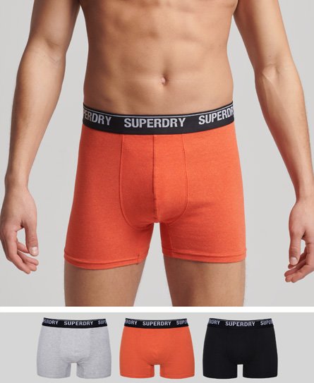 Superdry Men’s Organic Cotton Boxers Triple Pack Multiple Colours / Black/Orange/Grey - Size: S