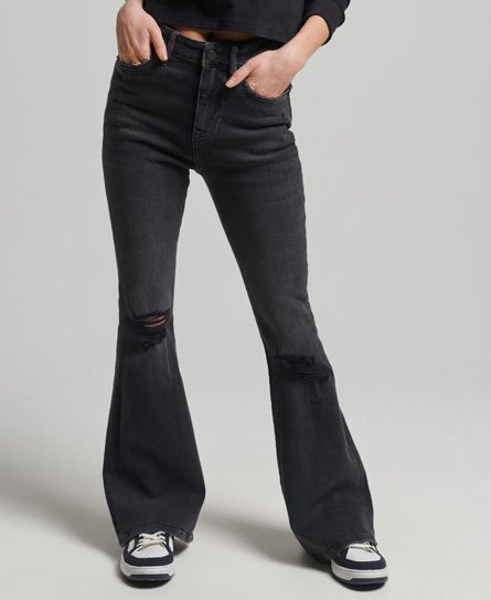 Skinny jeans met wijde pijpen en een hoge taille