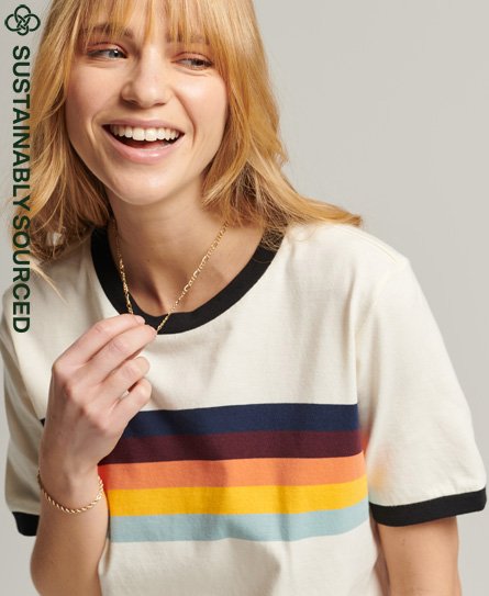 Organic Cotton Vintage Cali Stripe Ringer T-Shirt