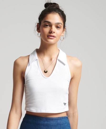 Superdry Women’s Vintage Collared Crop Top White / Optic - Size: 16