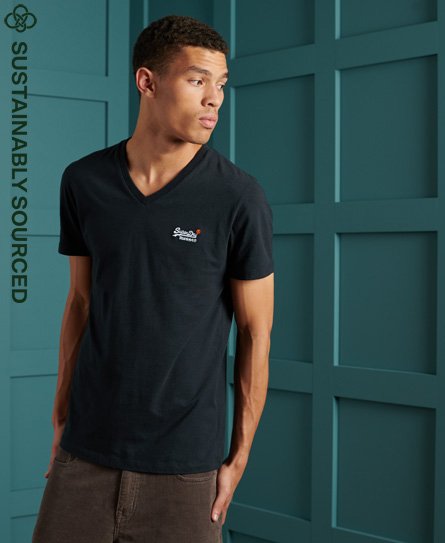 Superdry Men’s Orange Label Vintage Embroidery V-Neck T-Shirt Navy / Eclipse Navy - Size: XS