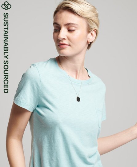 Superdry Women’s Organic Cotton Studios Pocket T-Shirt Light Blue / Sky Blue - Size: 14