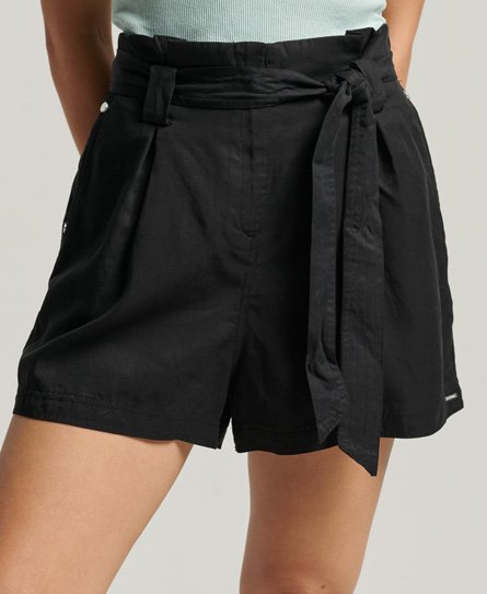 Superdry Women’s Desert Paperbag Shorts Black - Size: 8