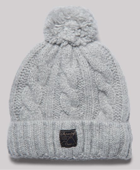 Superdry Women’s Tweed Cable Beanie Light Grey / Light Grey Marl - Size: 1SIZE