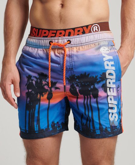 Superdry Men’s State Volley Swim Shorts Blue / Skate Palm - Size: S