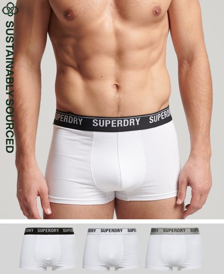 Superdry Homme Lot de Trois Caleçons en Coton bio Blanc Taille: L