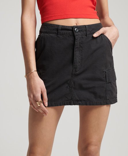 Superdry Women’s Vintage Utility Mini Skirt Black / Washed Black - Size: 8