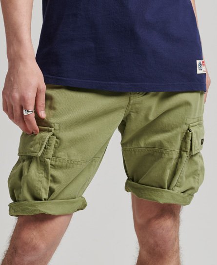 Superdry Men’s Organic Cotton Vintage Core Cargo Heavy Shorts Green / Trekking Olive - Size: 28