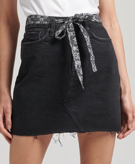 Superdry Women’s Denim Mini Skirt Black / Jessy Black Vintage - Size: 28