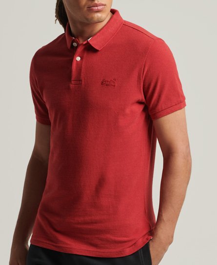 Superdry Men’s Organic Cotton Essential Classic Pique Polo Shirt Red / Hike Red Marl - Size: S