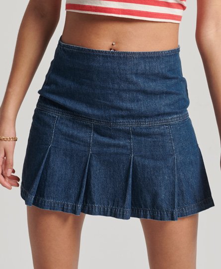Vintage Denim Pleat Mini Skirt