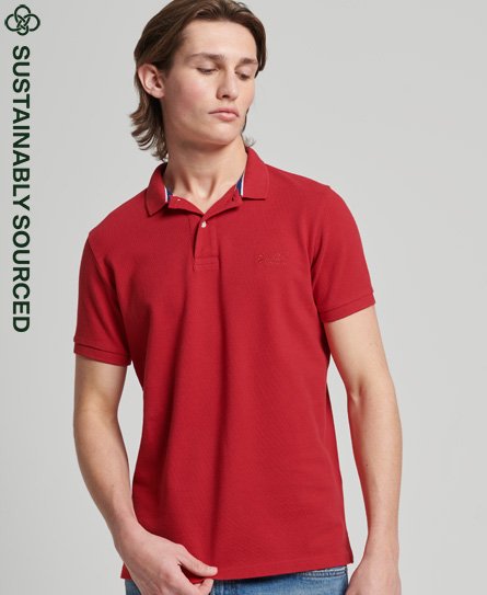Superdry Men’s Organic Cotton Essential Classic Pique Polo Shirt Red / Rouge Red - Size: S