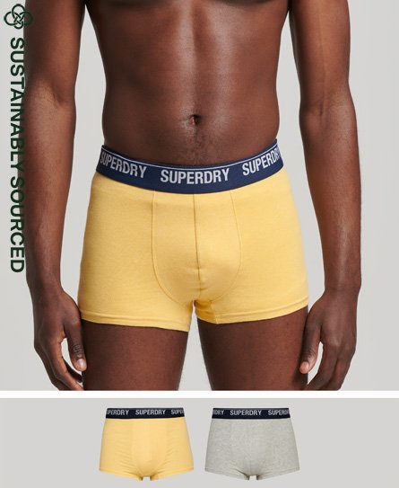 Superdry Men’s Organic Cotton Trunk Multi Double Pack Yellow / Yellow/grey - Size: L