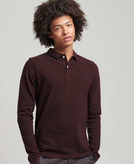 Vintage Tipped Long Sleeve Polo Shirt