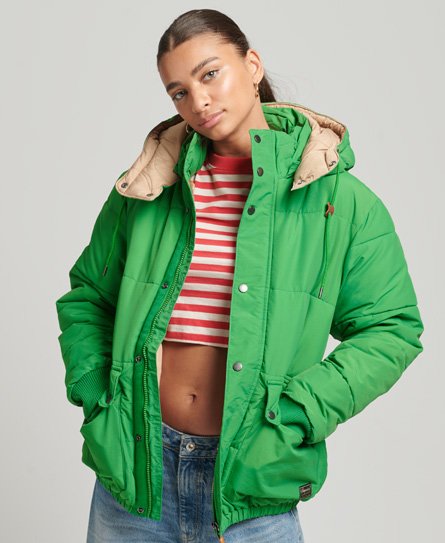 Superdry Women’s Oversized Mountain Puffer Jacket Green / Oregon Green - Size: L
