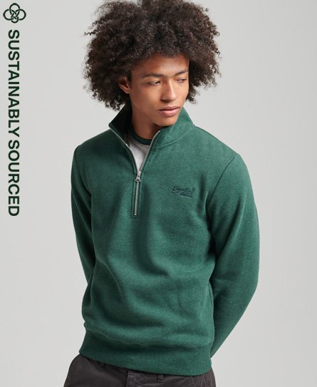Essential Bio-Baumwoll Half Zip Sweatshirt mit Logo