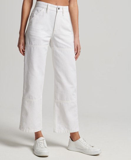 Superdry Women’s Organic Cotton High Rise Carpenter Pants Cream / Ecru - Size: 26/32