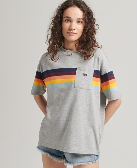 T-shirt Vintage Cali o kwadratowym kroju w paski