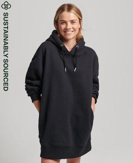 Superdry Women’s Organic Cotton Embroidered Logo Sweat Dress Black - Size: XS/S
