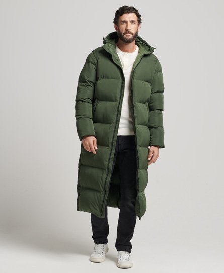 Superdry Men’s Extra Long Puffer Coat Green / Duffle Bag - Size: Xxl