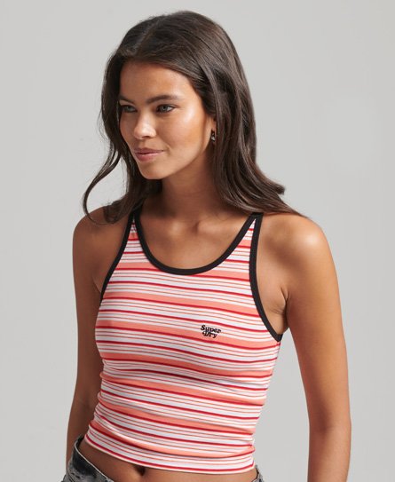 Superdry Women’s Vintage Cali Stripe Vest Cream / Coral Stripe - Size: 14