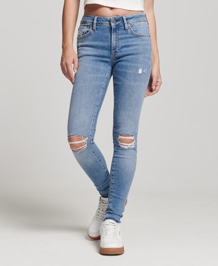 Vintage skinny jeans i økologisk bomuld med mellemhøj talje