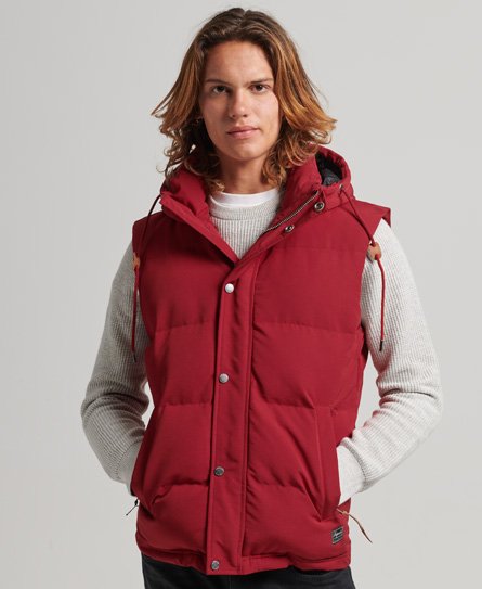 Superdry Men’s Everest Hooded Puffer Gilet Red / Deep Red - Size: XS