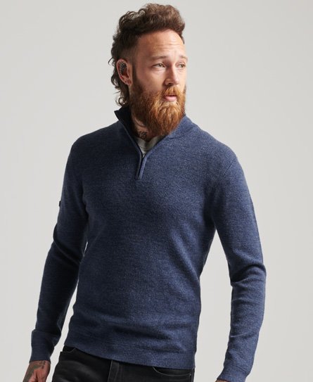 Merino-Pullover mit halblangem Reißverschluss