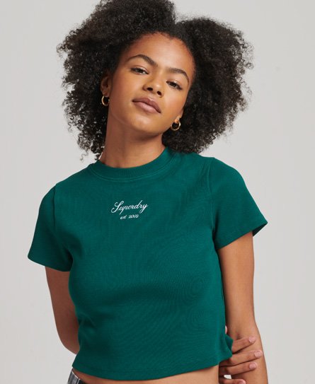 Heritage Embroidered Rib Crop Fit T-Shirt