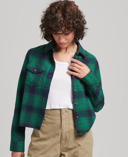Organic Cotton Cropped Flannel Check Shirt