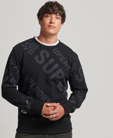 Sweatshirt met losse pasvorm, all-overprint, logo en ronde hals